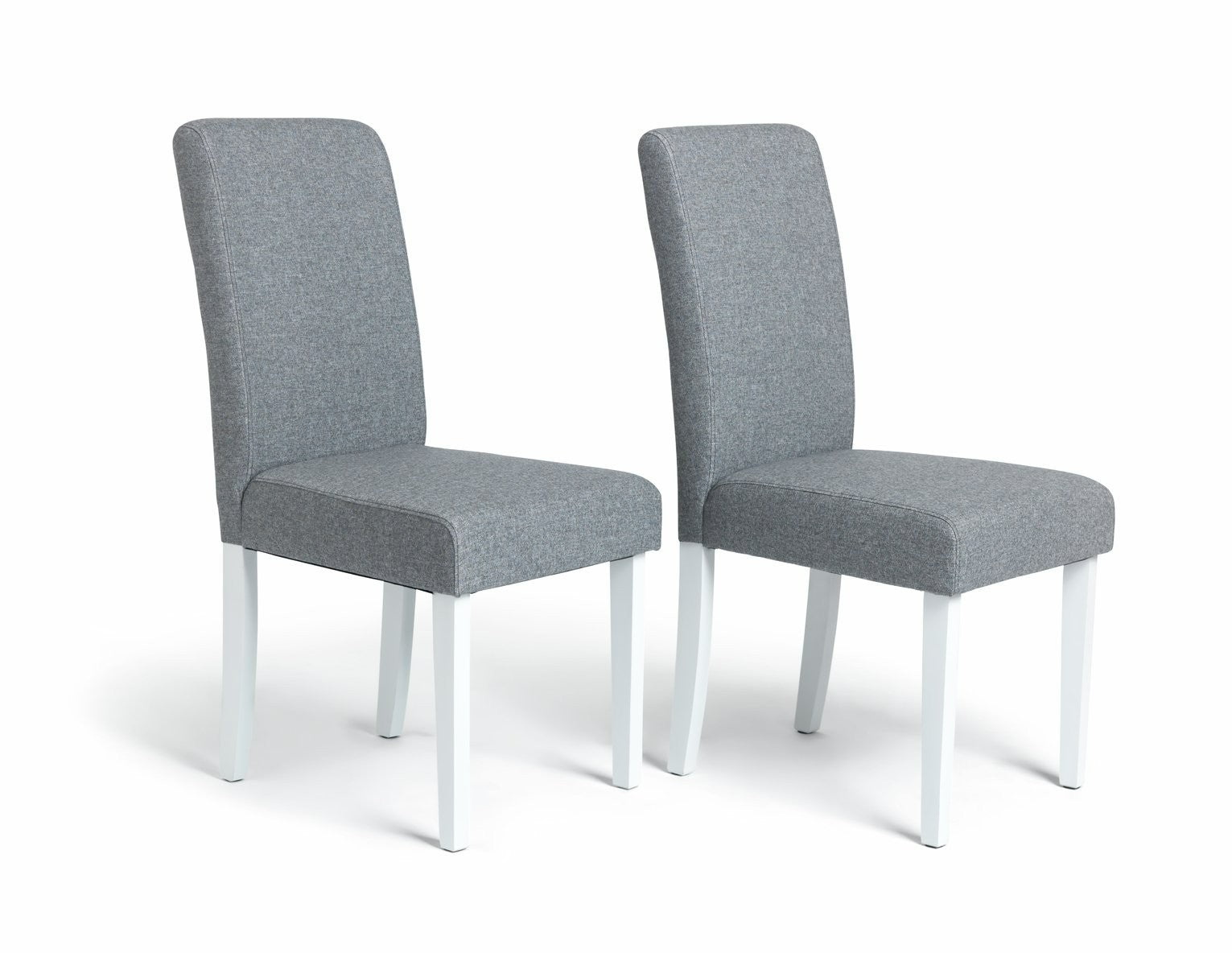 Home Pair of Tweed Fabric Dining Chairs - Grey | Soft Textured Upholstery