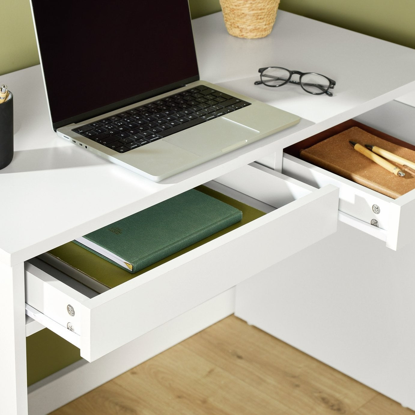 Home Pepper 2 Drawers Office Desk - White (B Grade)