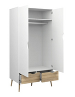 Tvilim Oslo 2 Door 2 Drawer Wardrobe - White and Oak (B GRADE 1084)