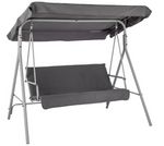Home 3 Seater Metal Garden Swing Chair Grey | Outdoor Patio Swing Seat Furniture
