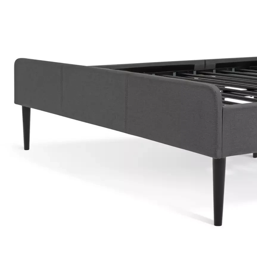 Home Kristopher Small Double Fabric Bed Frame Charcoal | Modern Bedroom