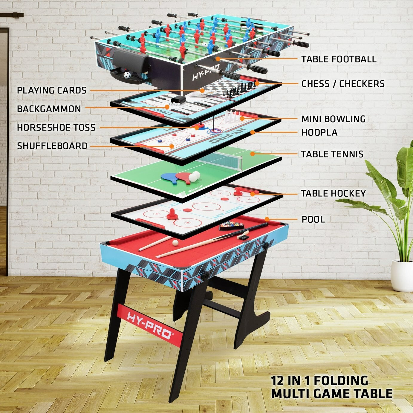 Hy-Pro 4ft 12 In 1 Folding Multi Game Table