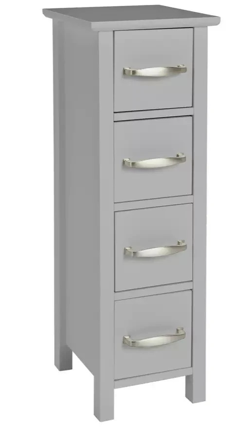 Home 4 Drawer Bathroom Storage Unit Grey | Freestanding Bathroom Cabinet