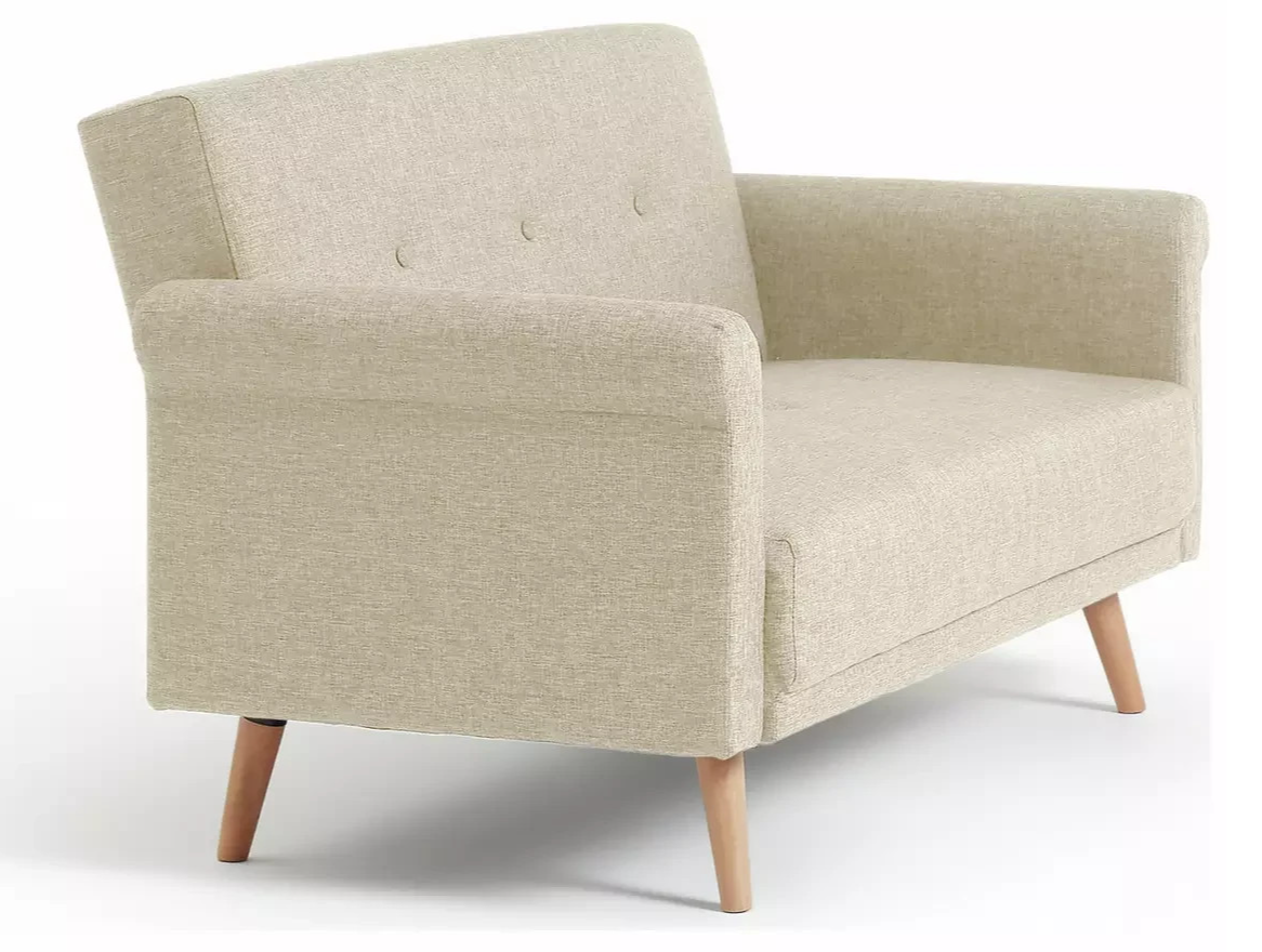 Home Evie Fabric 2 Seater Sofa Natural | Modern Living Room Seating Furniture