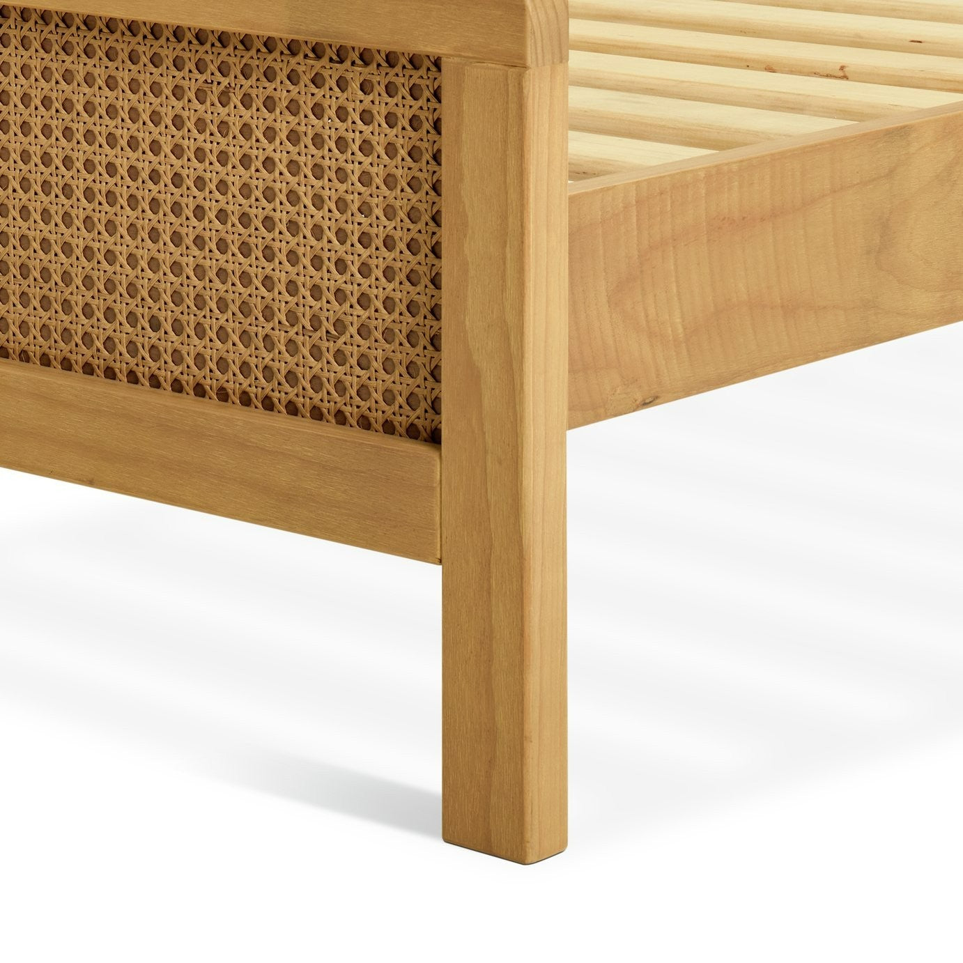Kids Single Rattan Bed Frame - Oak Stain | natural rattan bed kids