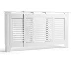 Austin Extendable Radiator Cover White | Adjustable Slatted MDF Cabinet Modern