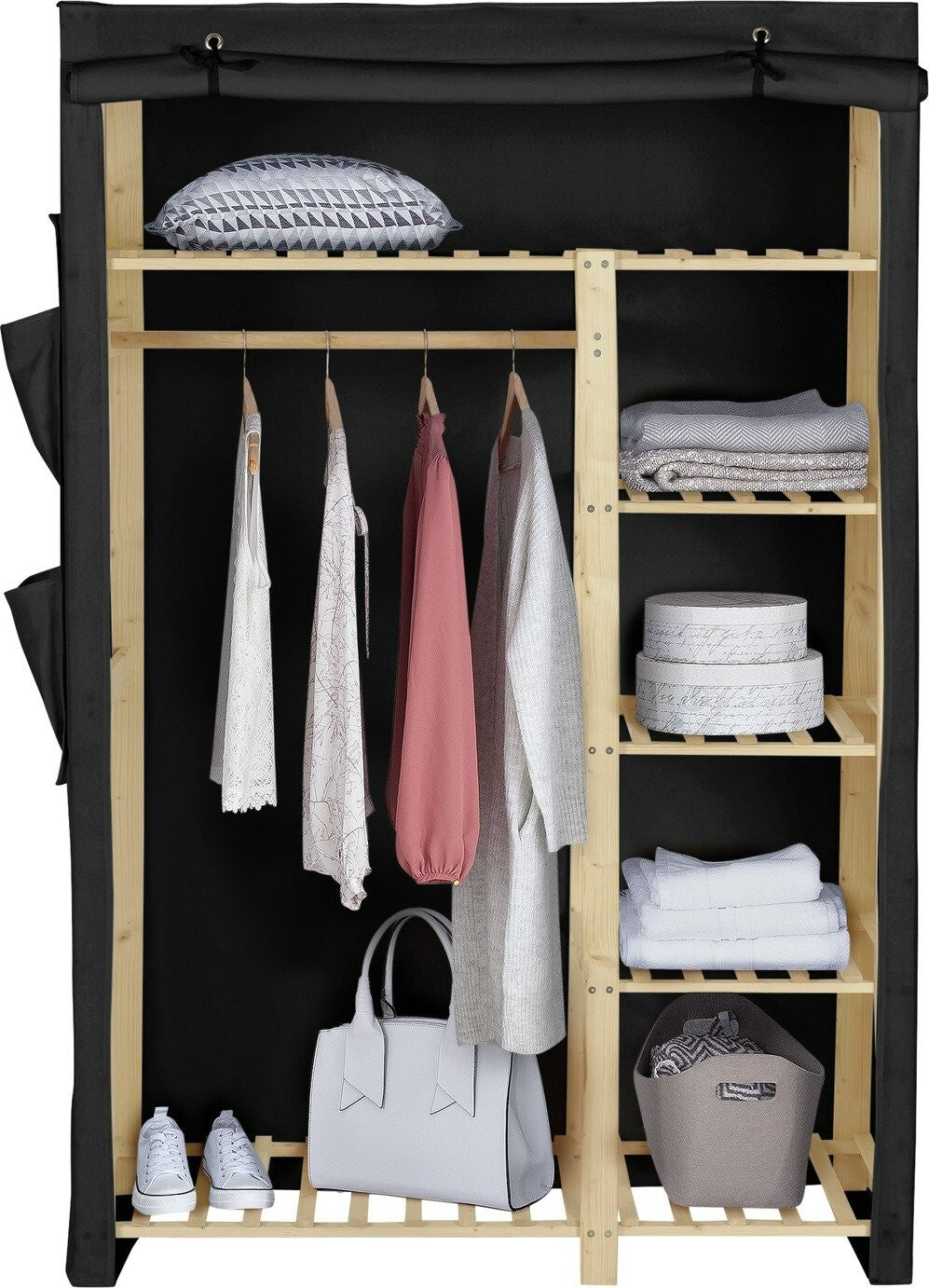 Covered Double Wardrobe - Black