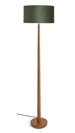 Tapered Wood Floor Lamp Walnut & Green | Modern Standing Floor Light Lighting