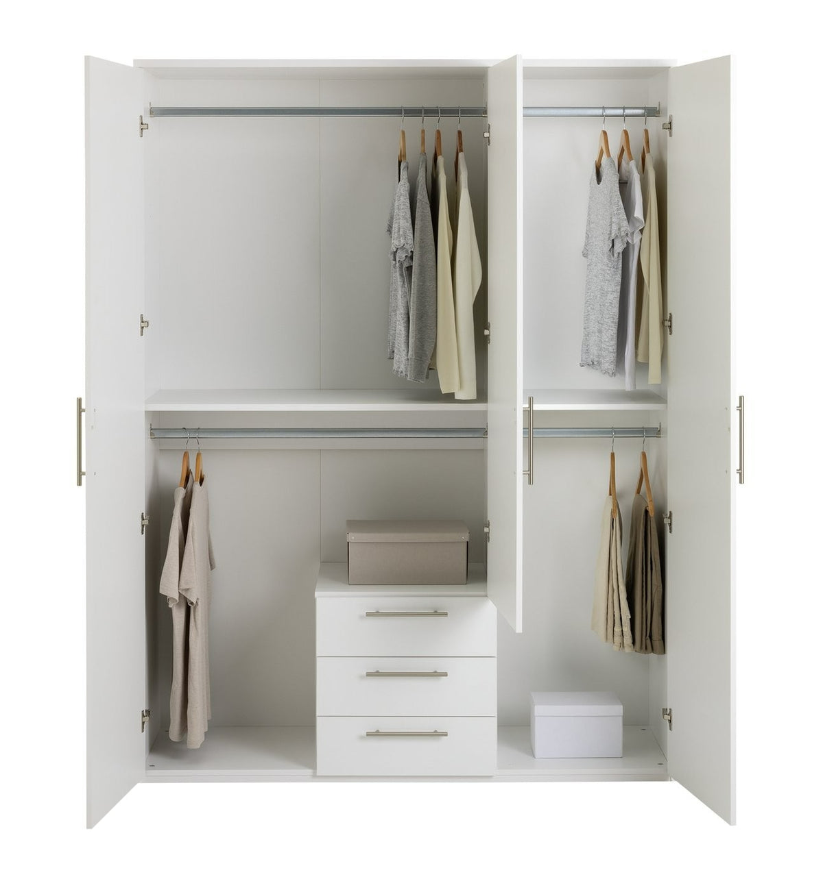 Home Brisbane 3 Door 3 Drawer Wardrobe - White (B Grade-1068.)