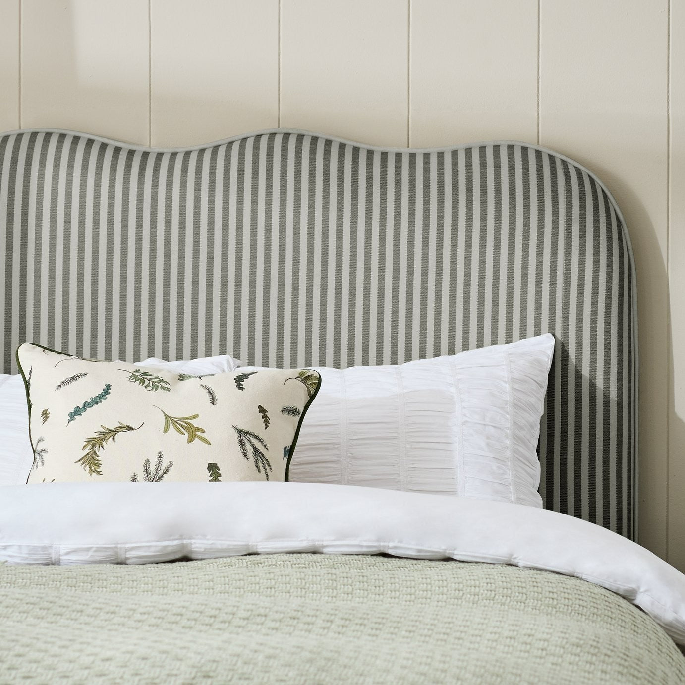 Onda Linen Double Headboard - Grey | Soft Bed Backboard