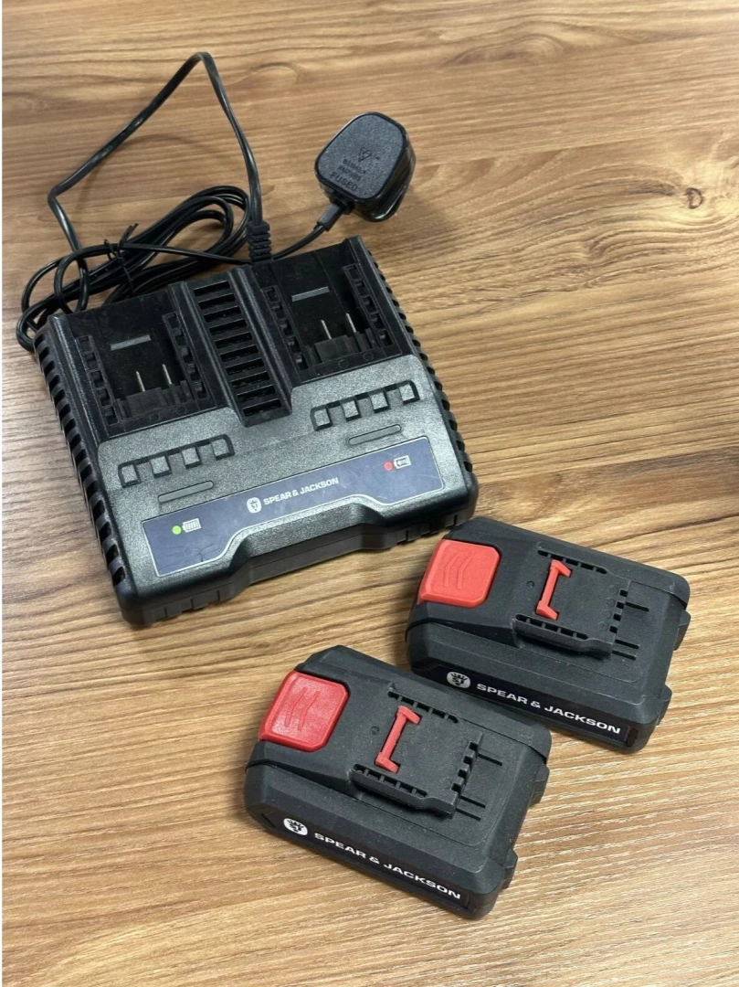 Spear & Jackson Charger and 2 Battery | Power Tool Accessory Set Replacement Kit
