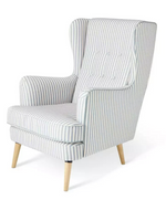 Callie Fabric Wingback Chair - Natural Stripe | Elegant Living Room Style