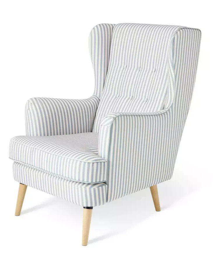 Callie Fabric Wingback Chair - Natural Stripe | Elegant Living Room Style