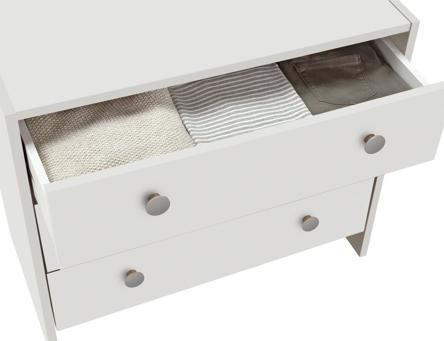 Seville 3 Drawer Chest - White | Bedroom Storage Unit for Clothes & Accessories