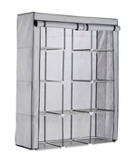 Home Double Modular Fabric Wardrobe Grey and Black | Portable Clothes Storage Ca