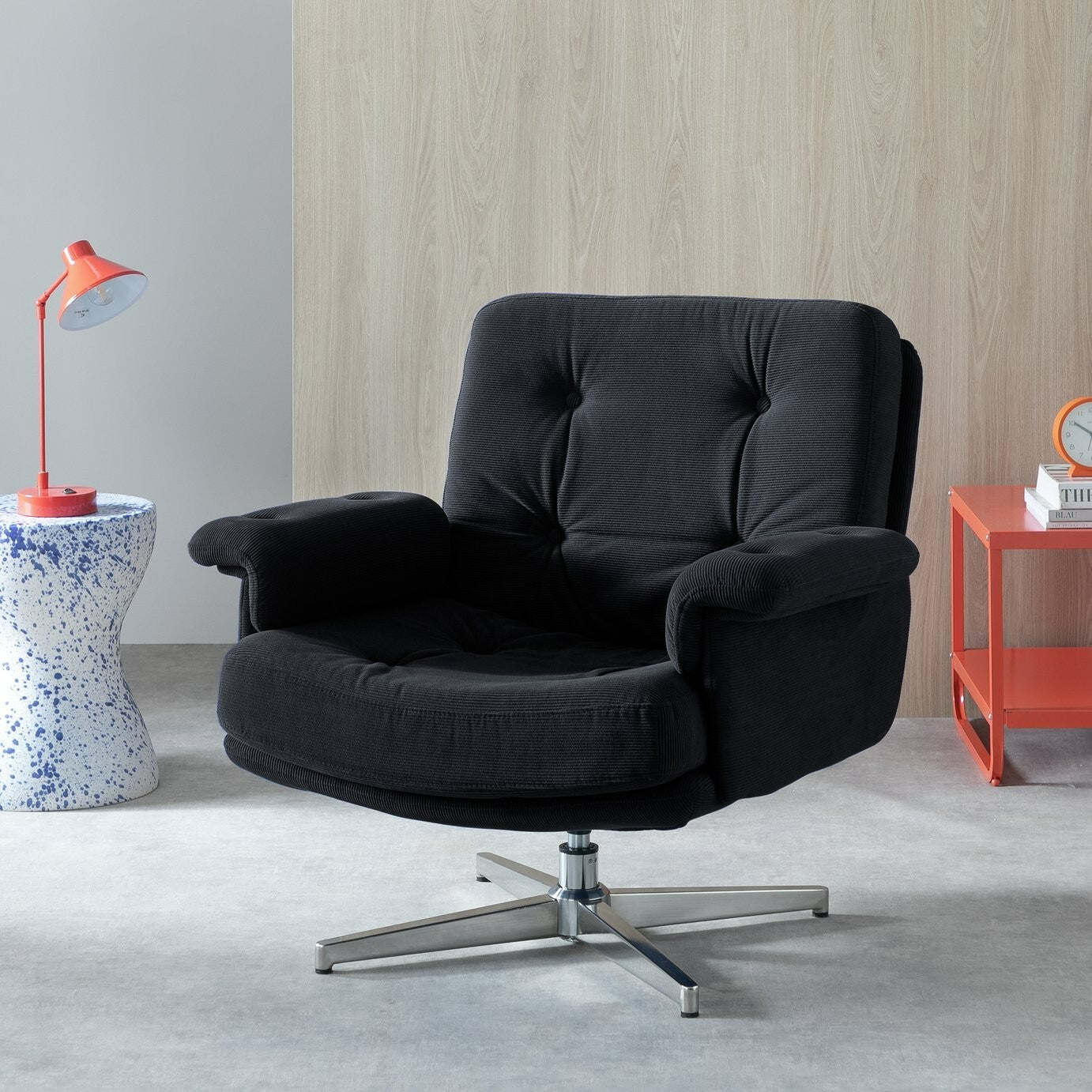 Dawson Fabric Swivel Chair - Charcoal