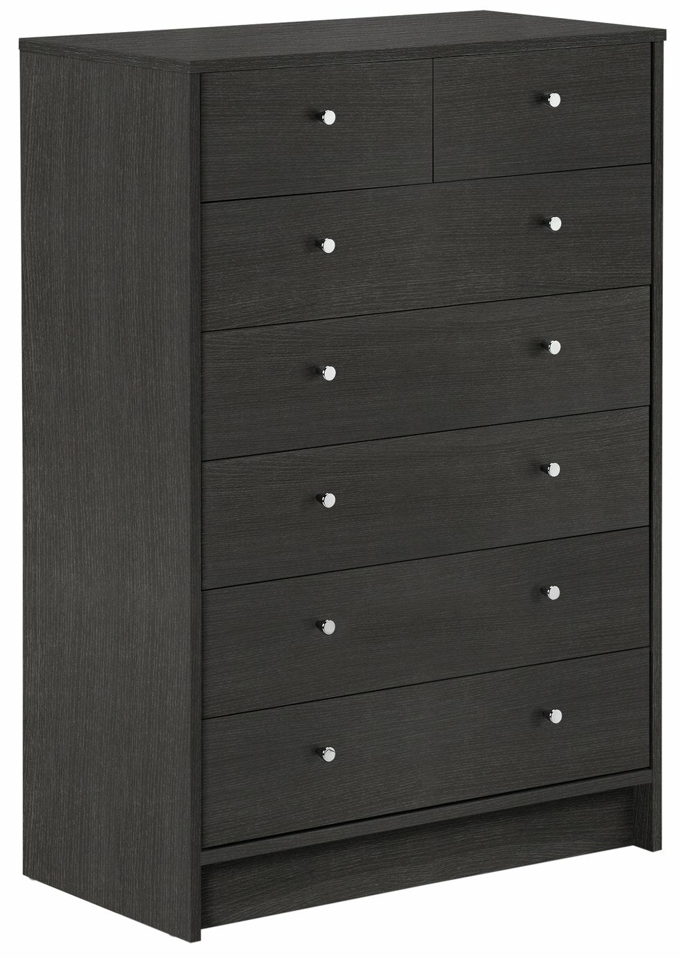 Malibu Modern 7 Drawer Chest Of Drawers Storage Cabinet - Black Oak Effect