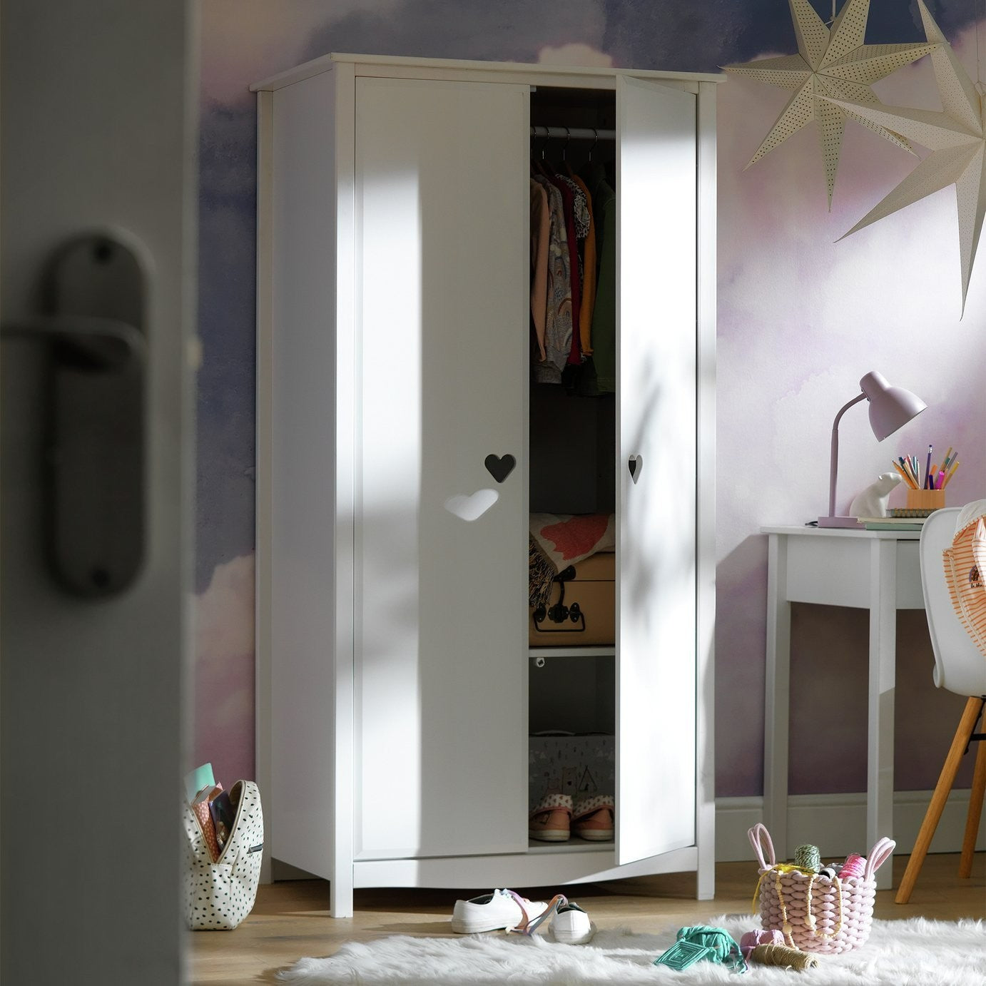 Mia 2 Door Wardrobe - White | Charming Clothing Organization