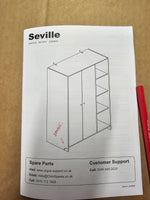 Home Seville 2 Door Open Shelf Wardrobe - White ( B Grade )