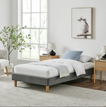 Home Home Arthur Platform Single Bed Frame Dark Grey | Upholstered Single Bed Be