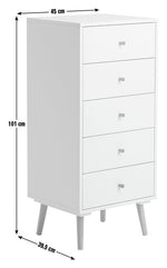 Habitat Otto 5 Drawer Tallboy - White ( B Grade 36787 - 36785 )