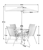 Home Sicily 4 Seater Metal Patio Set - Grey | Outdoor Garden Dining Table Chairs