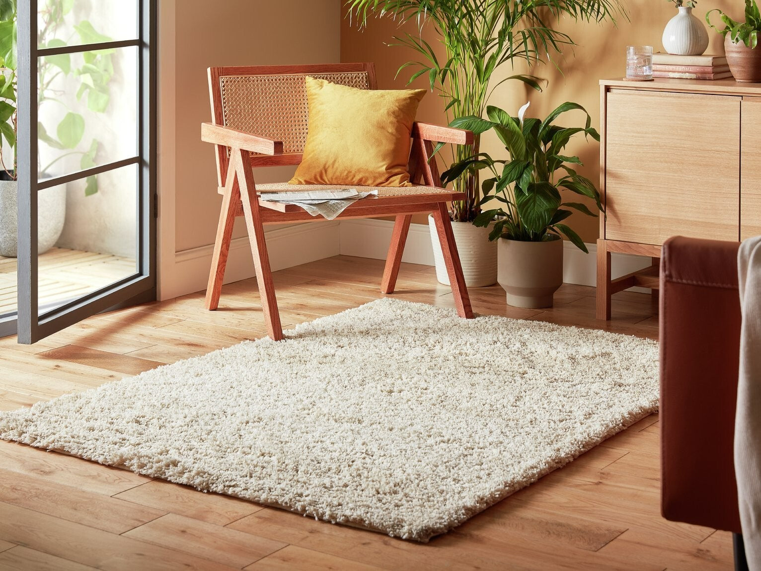Habitat Recycled Cosy Plain Shaggy Rug - 200x290cm - Ivory