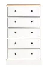 Home Kensington 5 Drawer Chest Ivory | Bedroom Storage Furniture Unit