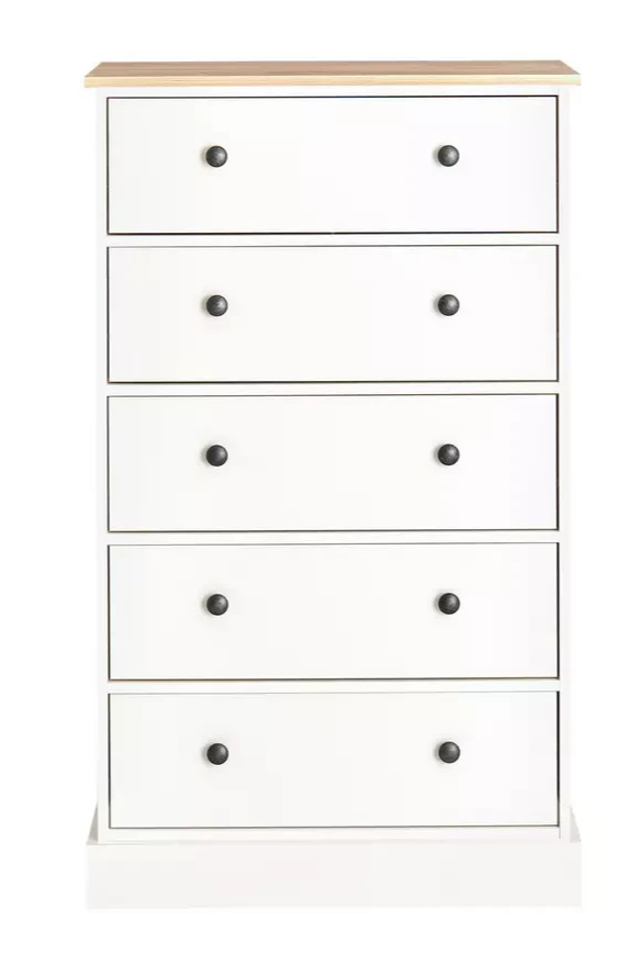 Home Kensington 5 Drawer Chest Ivory | Bedroom Storage Furniture Unit