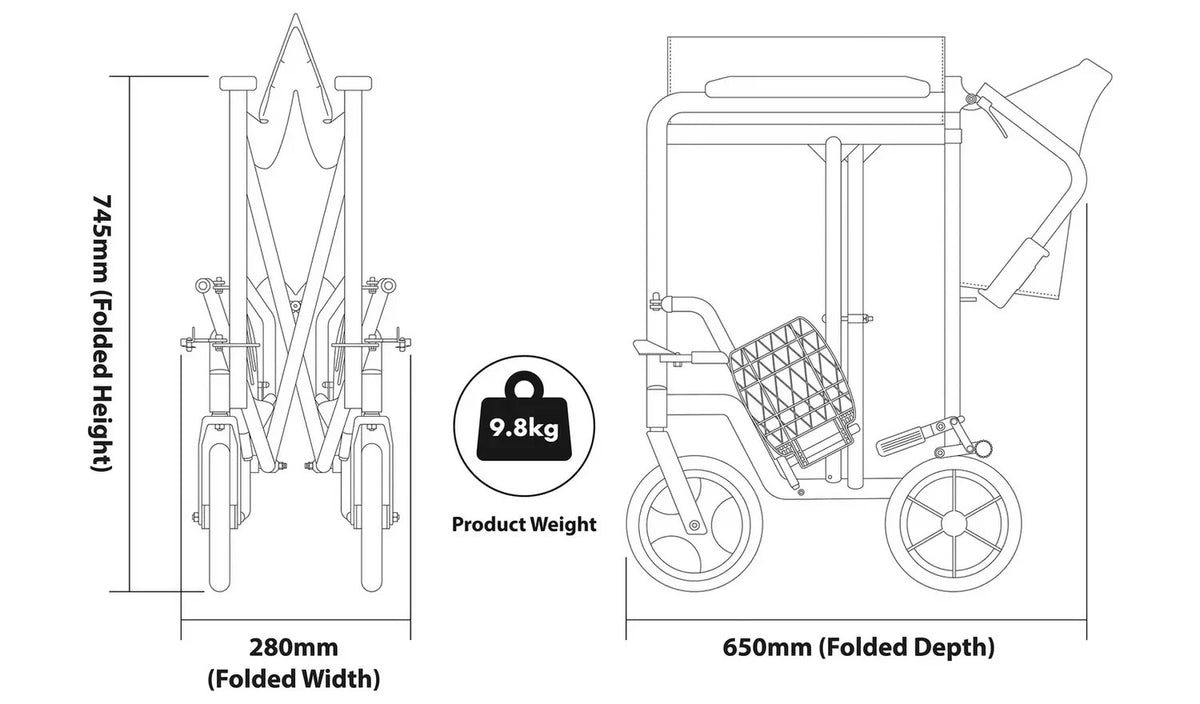 Aidapt Blue Folding Compact Aluminium Transport Wheelchair VA172BLUE