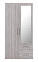 Home Brisbane 2 Door3 Drawer Mirror Wardrobe – GreyOak | Modern Bedroom Storage