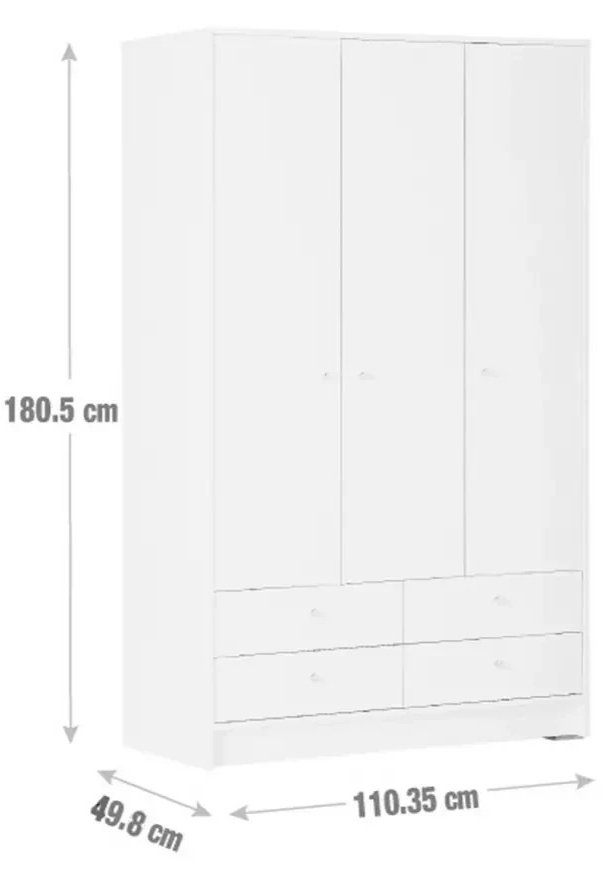 Malibu 3 Dr 4 Drawer Wardrobe - Black Oak Effect (B Grade)