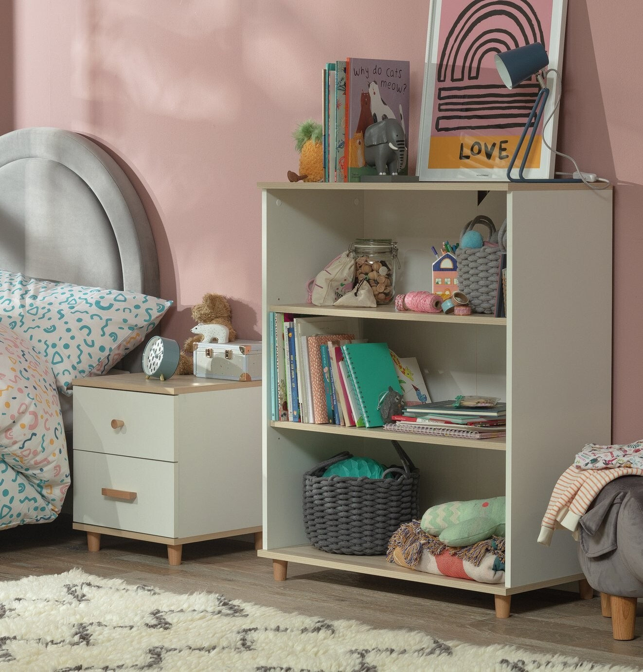 Habitat Kids Melby Deep Bookcase - White & Acacia