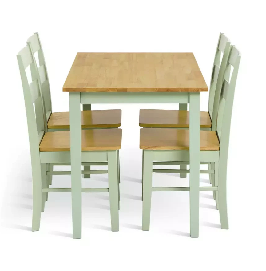 Home Chicago Sage Green Dining Table & 4 Chairs | Kitchen Dining Room Furniture 