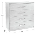 Normandy 4 Drawer Chest Oak Effect | Compact Bedroom Storage Unit with Metal Han