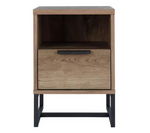 Habitat Nomad 1 Drawer Bedside Table Oak Effect | Industrial Nightstand Metal