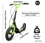 Zinc Radikal 12 Inch Kids BMX Scooter Green | Children’s Push Scooter Outdoor