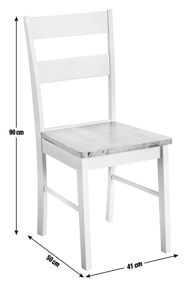 Chicago Pair of Solid Wood Dining Chair- Oak & Cream