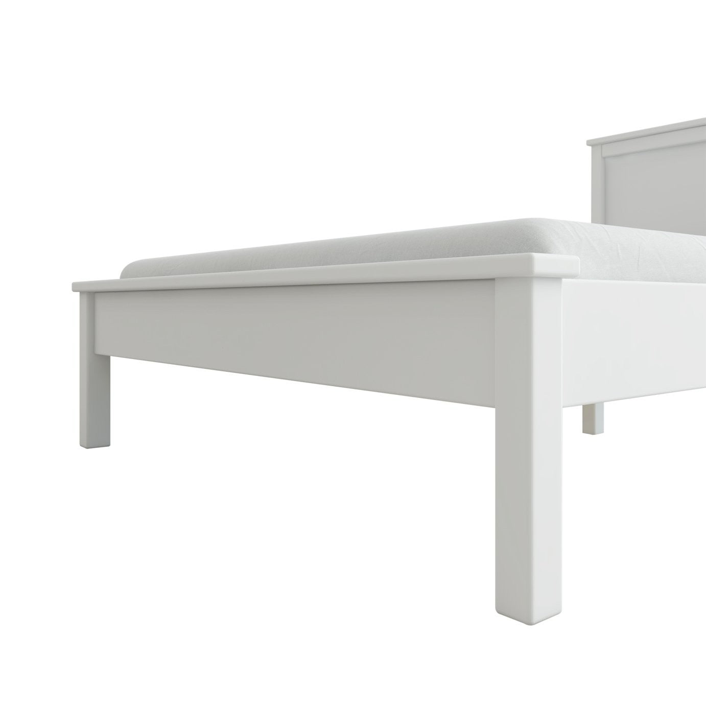 Brooklyn Double Wooden Bed Frame - White | Minimalist white bed