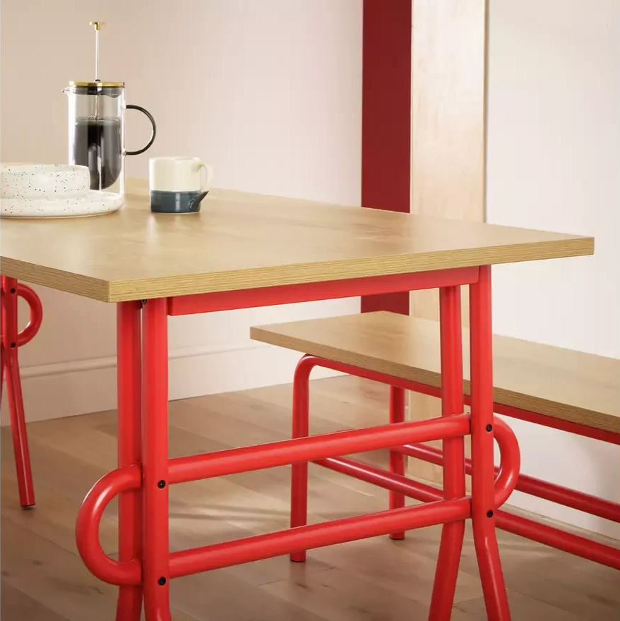Ballon Metal 4-6 Seater Dining Table Red | Modern Kitchen Dining Furniture