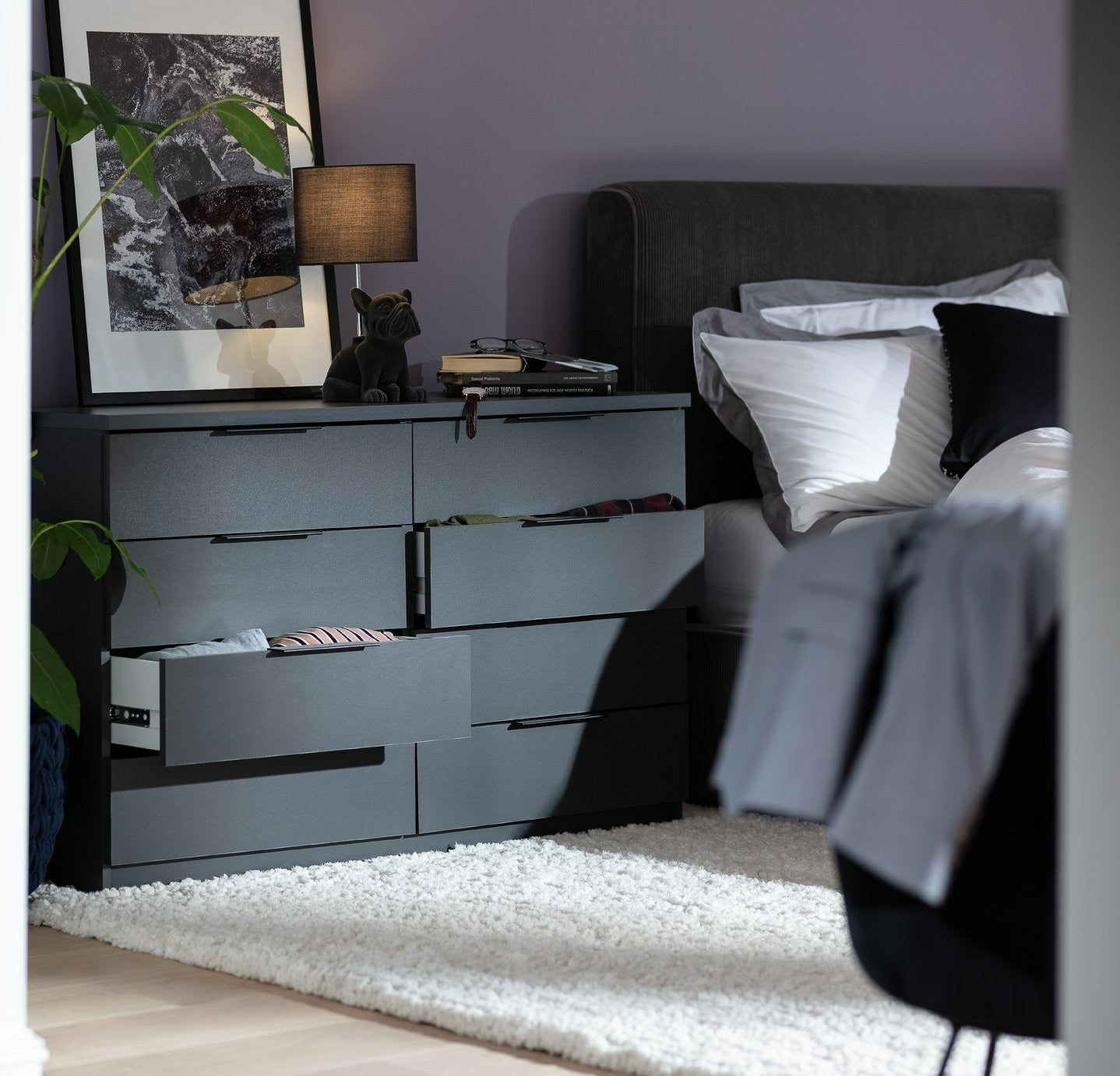 Hallingford 8 Drawer Chest - Anthracite | Modern Bedroom Storage