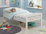 Home Jesse Toddler Bed Frame - White | Sturdy Safe Kids Bed for Nursery Bedroom
