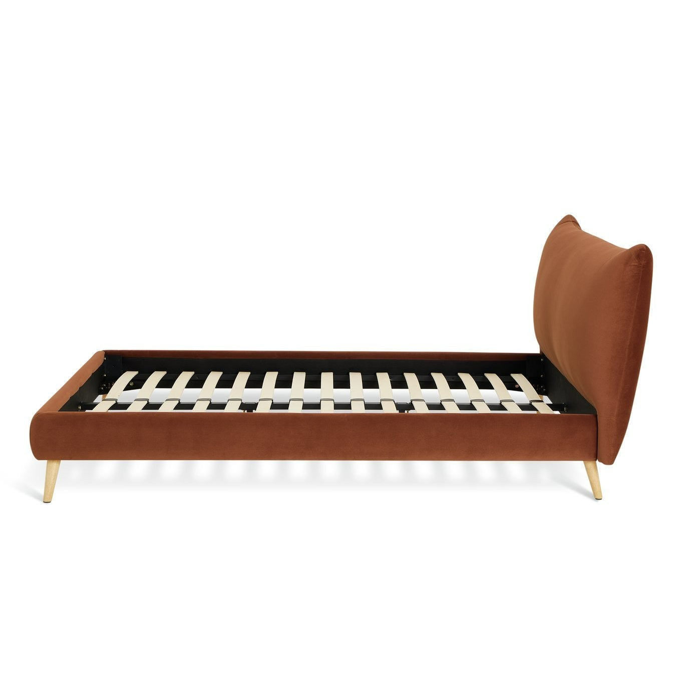 Marshmallow Velvet Double Bed Frame - Rust | Stylish Room Arrangement