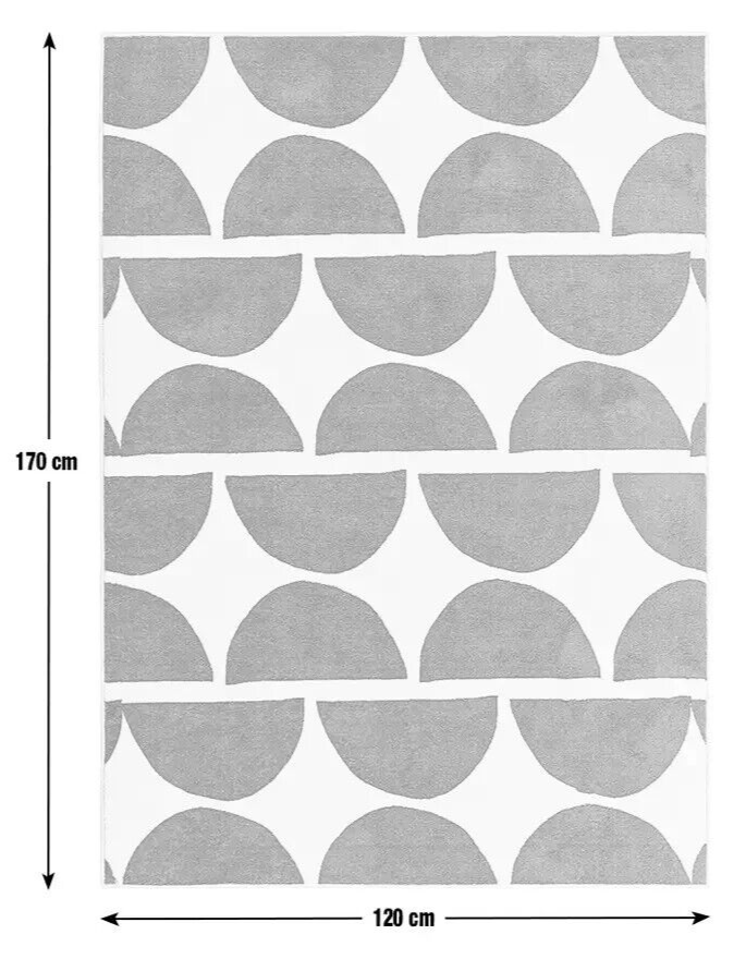 Habitat Mid Century Mini Geo Rug - Grey & White - 160x230cm ( B Grade 30621 )