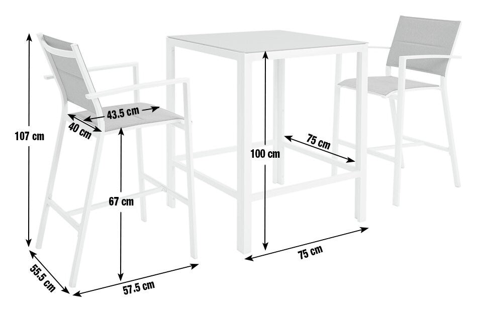 Cristo 2 Seater Metal Garden Bistro Set