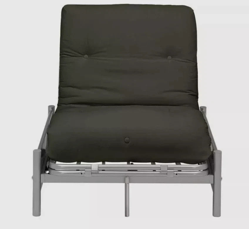Single Metal Futton - Silver | Compact Futon Bed