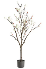 Home Artificial White Magnolia Tree 71cm | Realistic Indoor Home Plant Decoratio