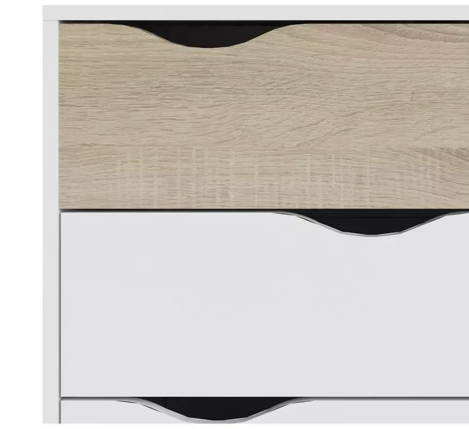 Tvilum Oslo 4 Drawer Chest White & Oak | Bedroom Storage Chest of Drawers