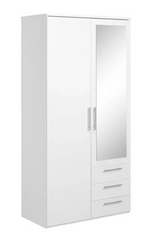 Home Brisbane 2 Door 3 Drawer Mirror Wardrobe - White ( B Grade )