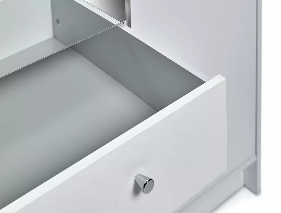 Home Malibu 4 Door 3 Drawer Mirror Wardrobe - White